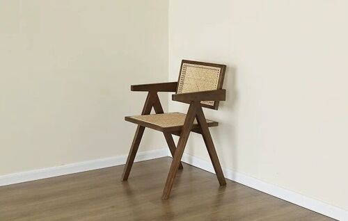 chair Pierre Jeanneret, oak, real rattan, superior quality