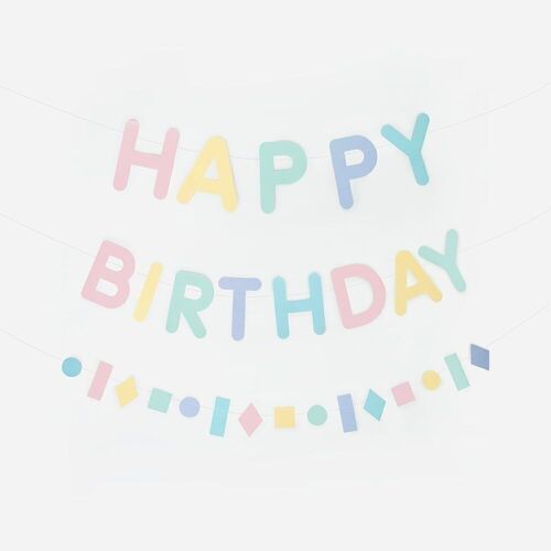 Guirlande d'anniversaire : Happy Birthday pastel