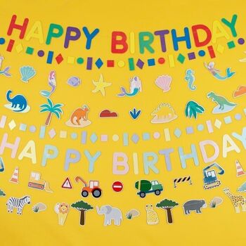 Guirlande d'anniversaire : Happy Birthday pastel 2