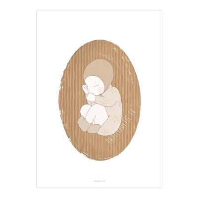 Affiche "Bébé" Ocre et Rayures