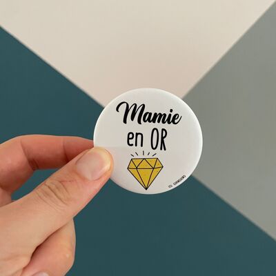 Oma-Flaschenöffner-Magnet in Gold – Oma-Geschenk – hergestellt in Frankreich