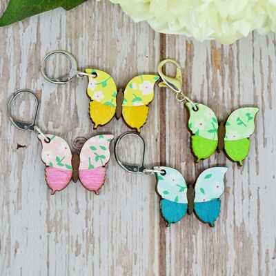 Wooden stitch marker butterfly