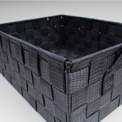 Gray basket with straps - 20x14x8cm