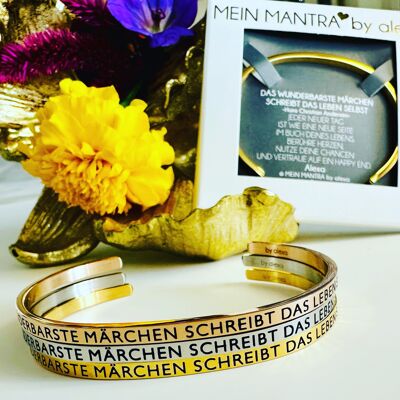 THE MOST WONDERFUL FAIRY STORY WRITES LIFE ITSELF, bangle stainless steel. silver/rose/gold