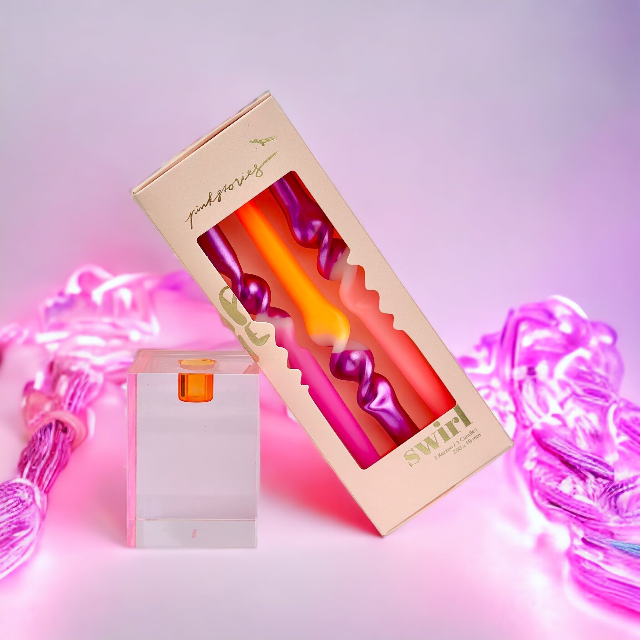 Dip Dye Swirl * Sunset Disco (bougies torsadées)