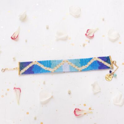 Pulsera - Brazalete tejido con cuentas Miyuki: Oportunidad azul