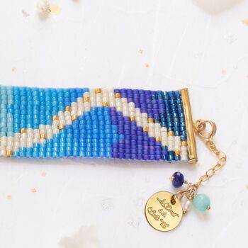 Bracelet  - Manchette tissage perle Miyuki : Hasard bleu 2