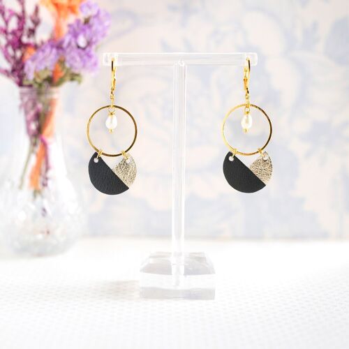 Boucles d’oreilles Alicia argent et noir