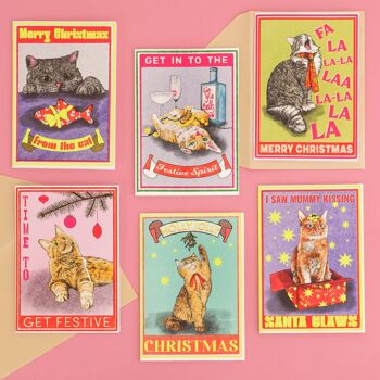 Il est temps d’obtenir une carte de Noël festive pour chat | Carte de Noël drôle de chat 7