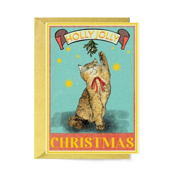 Carte de Noël Holly Jolly Cat | Carte de Noël drôle de chat 3