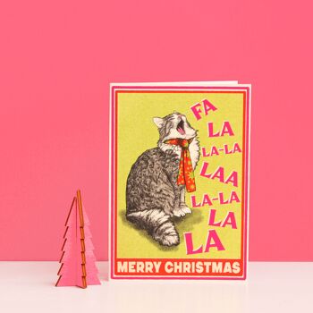 Carte de Joyeux Noël de chat chantant | Carte de Noël de chat mignon | Chat 1