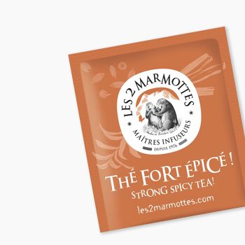 Les 2 Marmottes Thé Fort épicé - Thé Chai noir BIO, cannelle et cardamome - Energisant et gourmand - Pour le matin - 30 Sachets par boite - Made in France - 48g 2