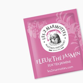 Les 2 Marmottes Fleur’thé Jasmin - Thé vert 100% BIO floral au jasmin - Relaxant et apaisant - Pour le petit-déjeuner - 30 Sachets par boite - Made in France - 60g 2