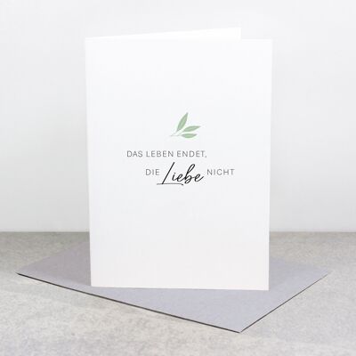 Mourning card “Life ends” with gray envelope