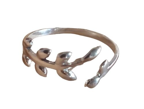 Bay Leaf Style 925 Sterling Silver Adjustable  Ring