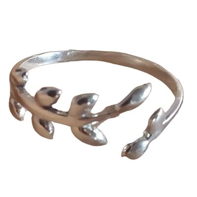 Bay Leaf Style 925 Sterling Silver Adjustable  Ring