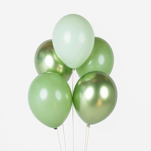 10 Ballons de baudruche : mix vert sauge