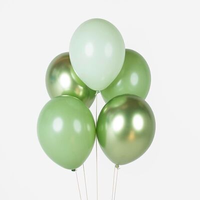 10 Ballons de baudruche : mix vert sauge