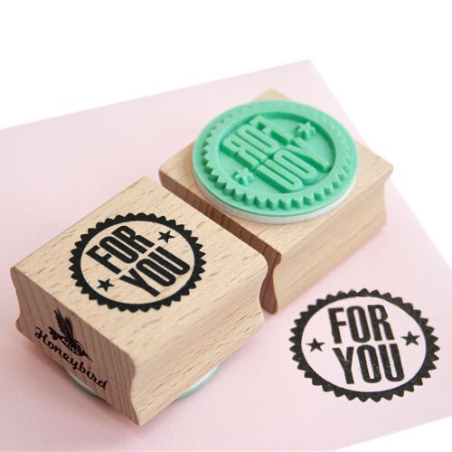 Round Stamp - "FOR YOU" Text - Mint Green