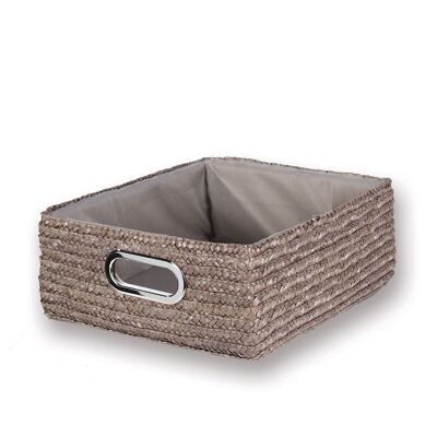 Taupe woven straw drawer - 33x28x13cm