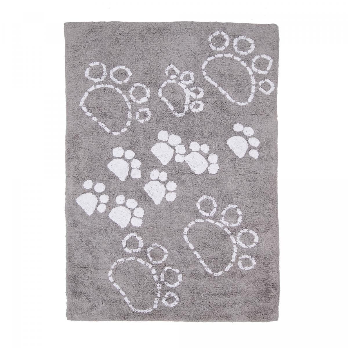 Tapis enfant 120x170cm PATTES 100% BIO Gris. Tapis artisanal en Coton