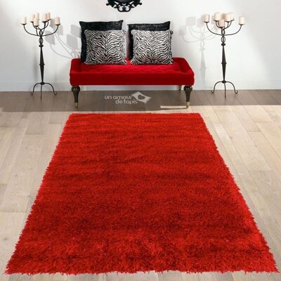 Shaggy rug 140x140 roundcm MALAIDORY Red. Handmade Polyester Rug