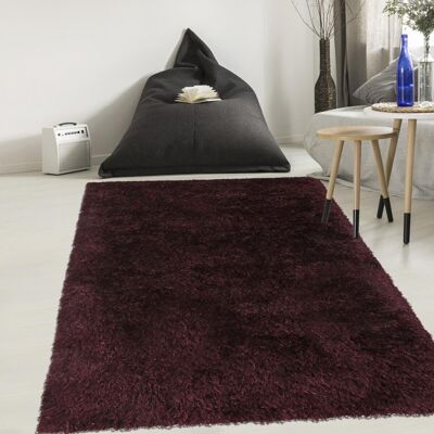 Tapis shaggy 160x230cm MALAIDORY Violet. Tapis artisanal en Polyester