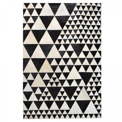 Living room rug 120x170cm TRIBLACK Black. Artisanal animal skin rug