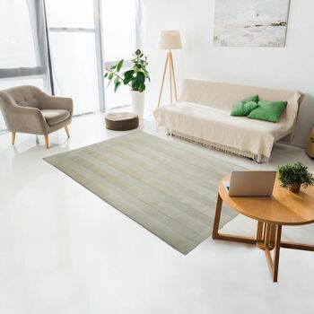 Tapis salon 160x230cm BANDA RELIEF Beige. Tapis artisanal en Laine 2