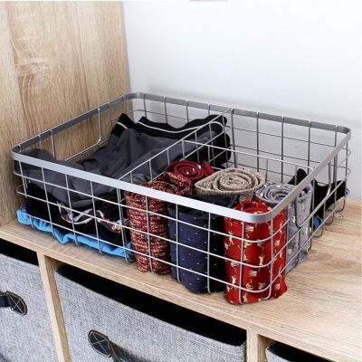 Gray wire basket 3 metal compartments