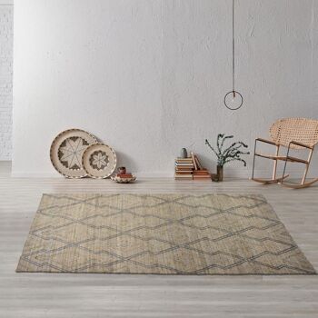 Tapis kilim 120x170cm KM RELIEF 1 Beige. Tapis artisanal en Jute 2