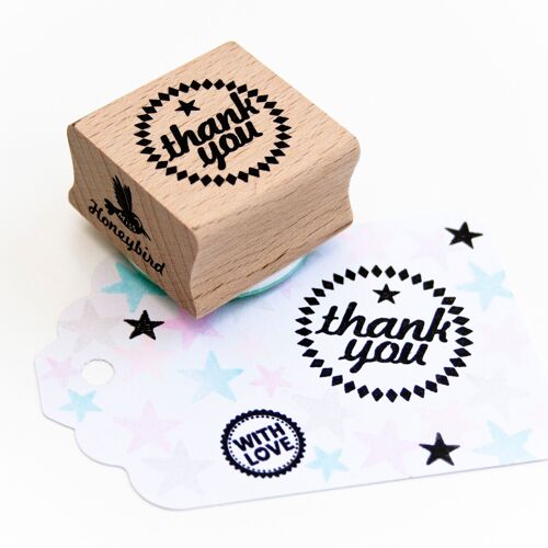 Round Stamp - "Thank You" Text - Mint Green rubber