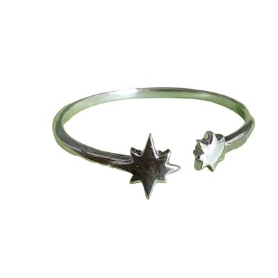 Winziger sternförmiger verstellbarer Ring aus 925er Sterlingsilber