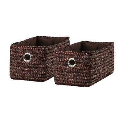 Set of 2 woven straw drawers - 22 x 14 x 11 cm