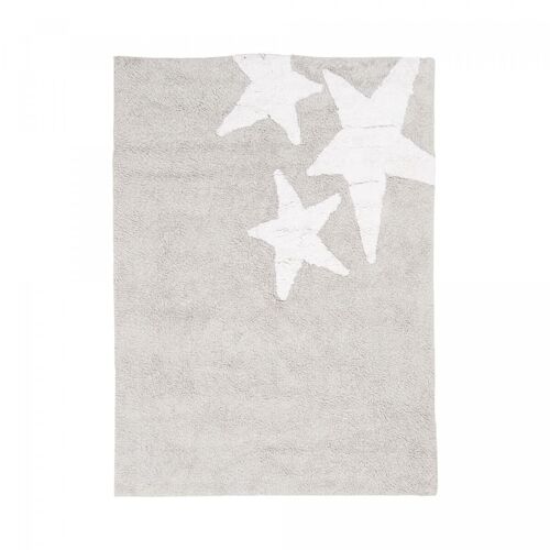 Tapis enfant 125x165cm ETOILA Gris. Tapis artisanal en Coton