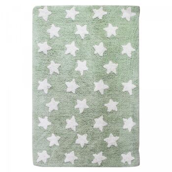 Tapis enfant 60x110cm ETOILE 100% BIO Vert. Tapis artisanal en Coton 1