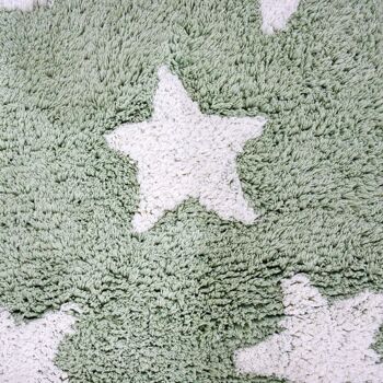 Tapis enfant 60x110cm ETOILE 100% BIO Vert. Tapis artisanal en Coton 3