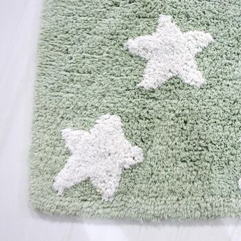 Tapis enfant 60x110cm ETOILE 100% BIO Vert. Tapis artisanal en Coton 4