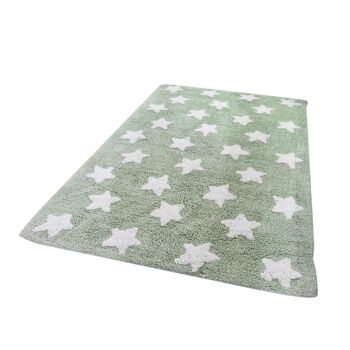 Tapis enfant 60x110cm ETOILE 100% BIO Vert. Tapis artisanal en Coton 5