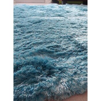 Tapis shaggy 60x110cm SG FIN Bleu. Tapis artisanal en Polyester 3