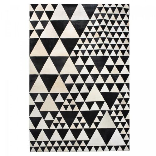 Tapis salon 160x230cm TRIBLACK Noir. Tapis artisanal en Peau de bête