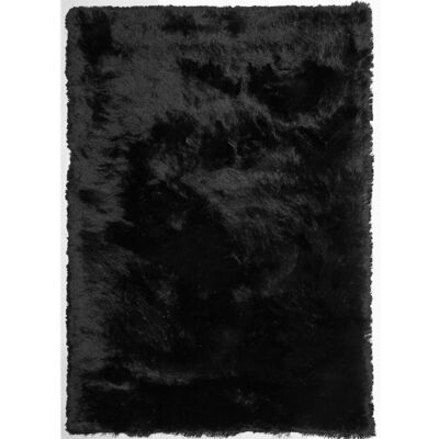 Tapis shaggy 140x200cm SG FIN Noir. Tapis artisanal en Polyester