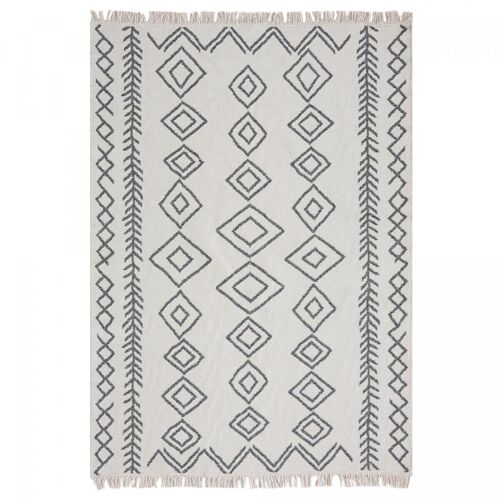 Tapis kilim 120x160cm BERBA REVERSIBLE Ecru en Coton