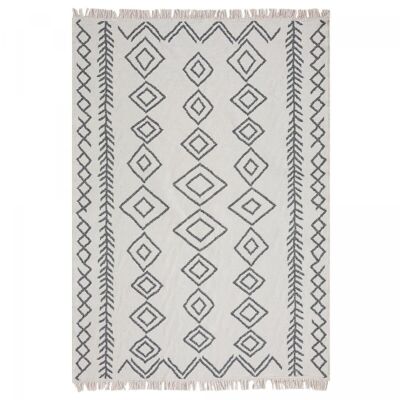 Kilim rug 120x160cm BERBA REVERSIBLE Ecru Cotton