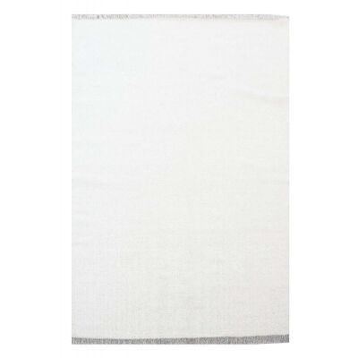 Tappeto Kilim 110x160 cm BAYA IBAY Bianco. Tappeto in lana artigianale