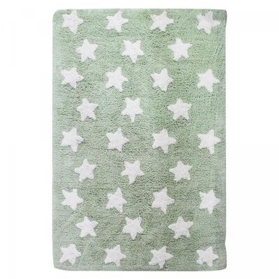 Children's rug 160x230cm STAR 100% ORGANIC Green. Handmade Cotton Rug