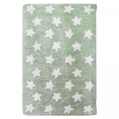 Tappeto per bambini 160x230 cm STAR 100% BIOLOGICO Verde. Tappeto in cotone fatto a mano