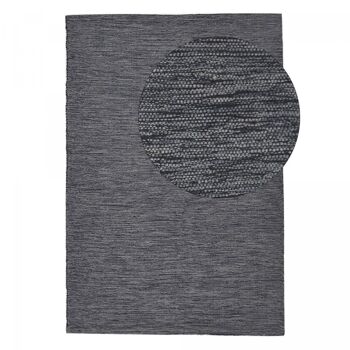 Tapis salon 240x340cm UNI CHINÉ 100% BIO Gris. Tapis artisanal en Coton 1