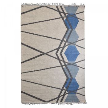 Tapis kilim 200x290cm KL BLANBLEU Bleu. Tapis artisanal en Laine 1