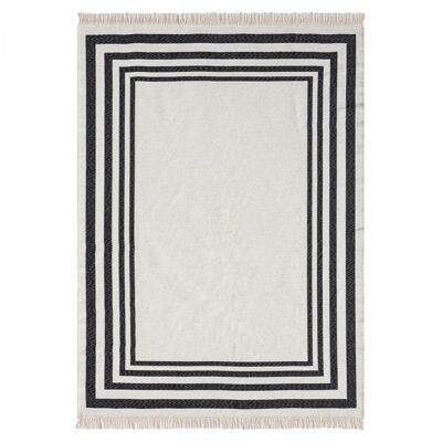BERBU WENDBARER Kelim-Teppich aus ecrufarbener Baumwolle, 200 x 280 cm